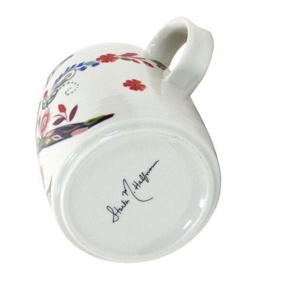 Anthro Starla Halfmann Petal Palette Monogram K Mug Floral Ceramic Coffee Cup - Picture 2 of 4